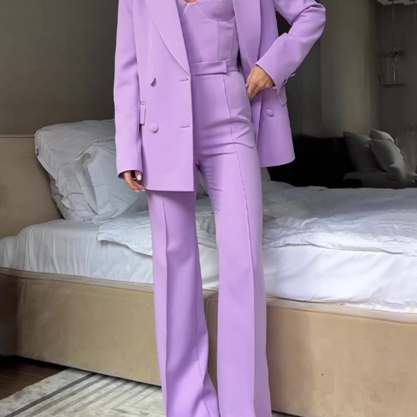 ARTPAGE Costume trois pièces pour les trajets quotidiens, style automnal : veste, pantalon et chemisier