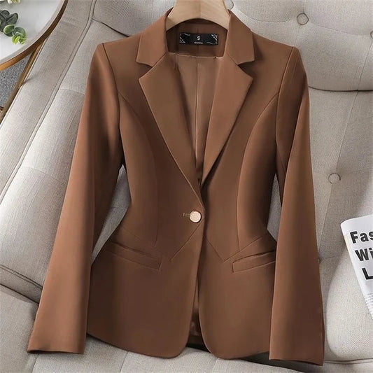 Women's Suit Jacket 2025 Spring Autumn High-grade Casual Female Blazer Coat Solid Temperament Korean Version Ladies Outerwear