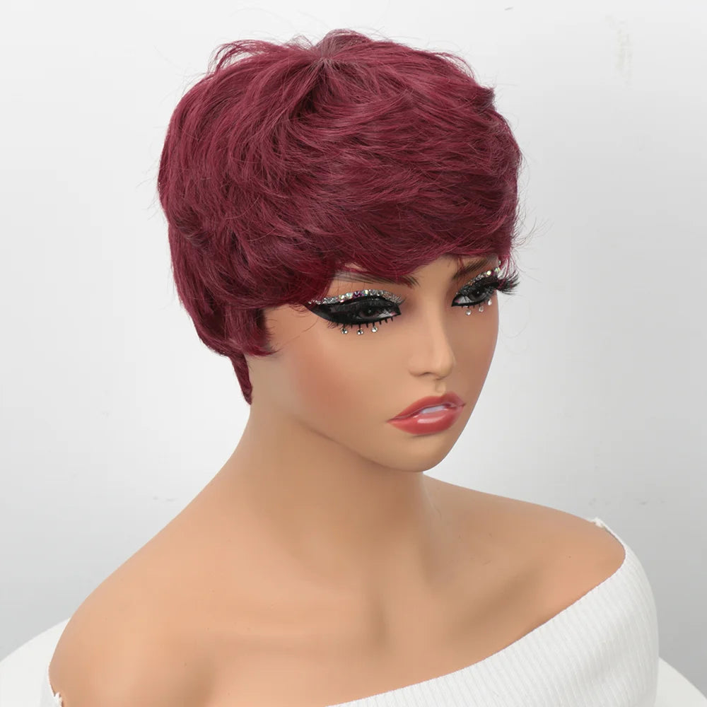Perruques de cheveux humains courts pour femmes perruques sans colle perruque de cheveux humains courte Bob avec frange