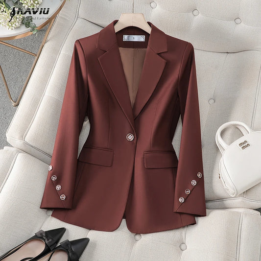 NAVIU Fashion Women Blazer New Spring Business Formal Long Sleeve Slim Jacket Office Ladies Work Casual Coat Tops