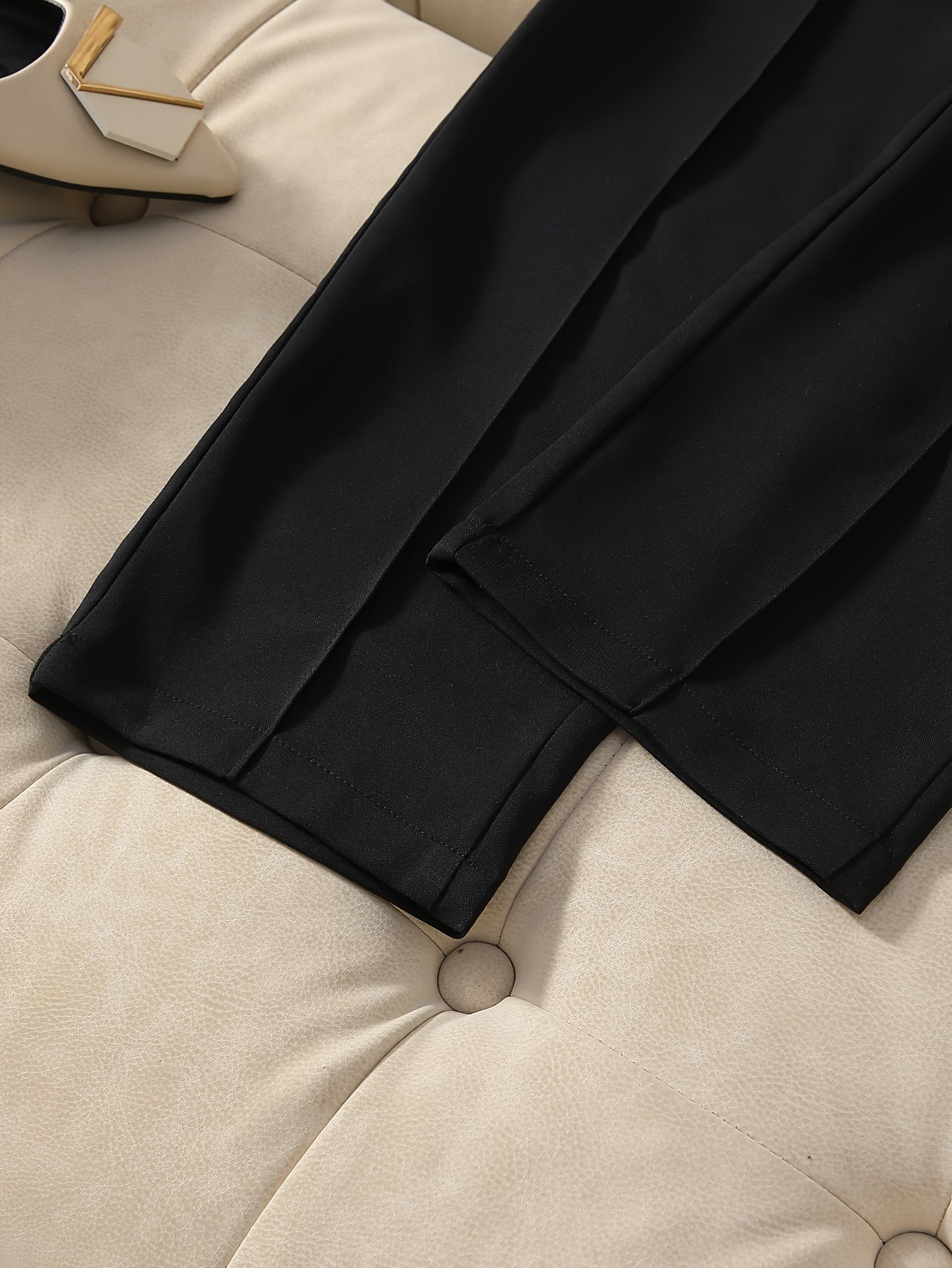 2pcs Casual Fashion Elegant Women's Suit Set, Paisley Print Satin Patchwork Blazer Top + Women's Elastic Waist Zipper Pocket Stretch Fit Trousers, Lined, with Real Pockets, All-Season Wear