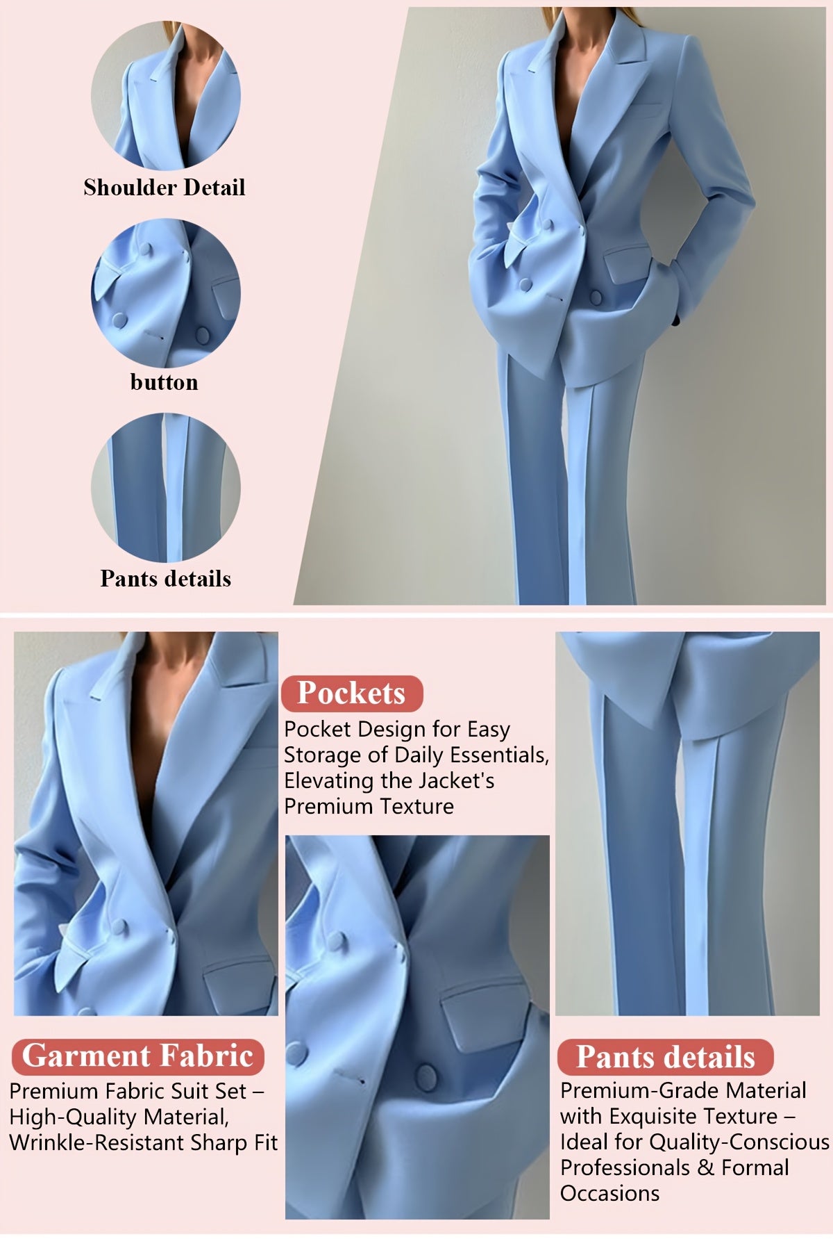 ARTPAGE Costume trois pièces pour les trajets quotidiens, style automnal : veste, pantalon et chemisier