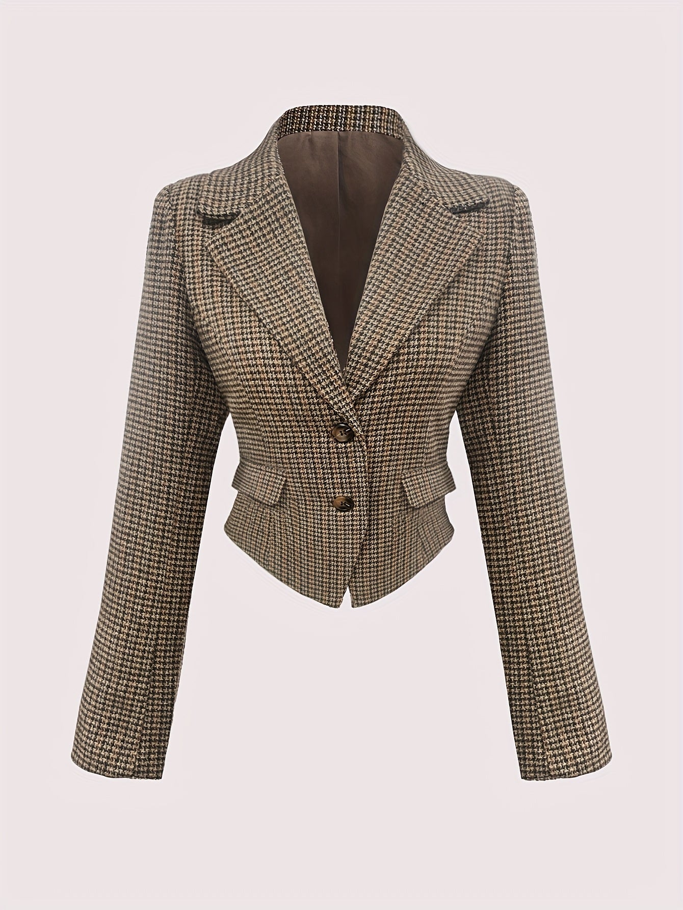 Blazer carrellé chic, cintré à la taille pour femmes