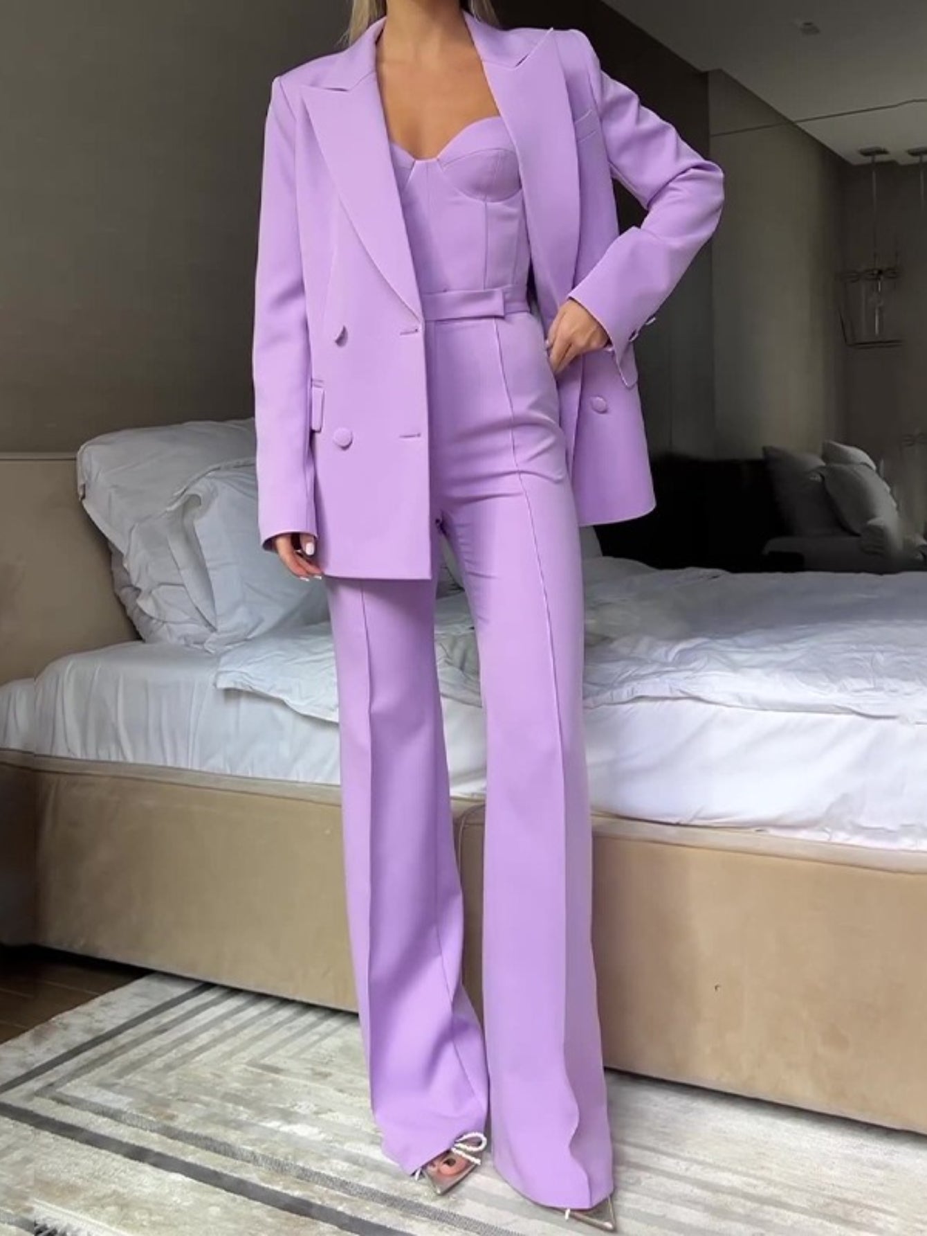 ARTPAGE Autumn Temperament Fashion Commuter Suit Suit Bra Pants Jacket Three-piece Set