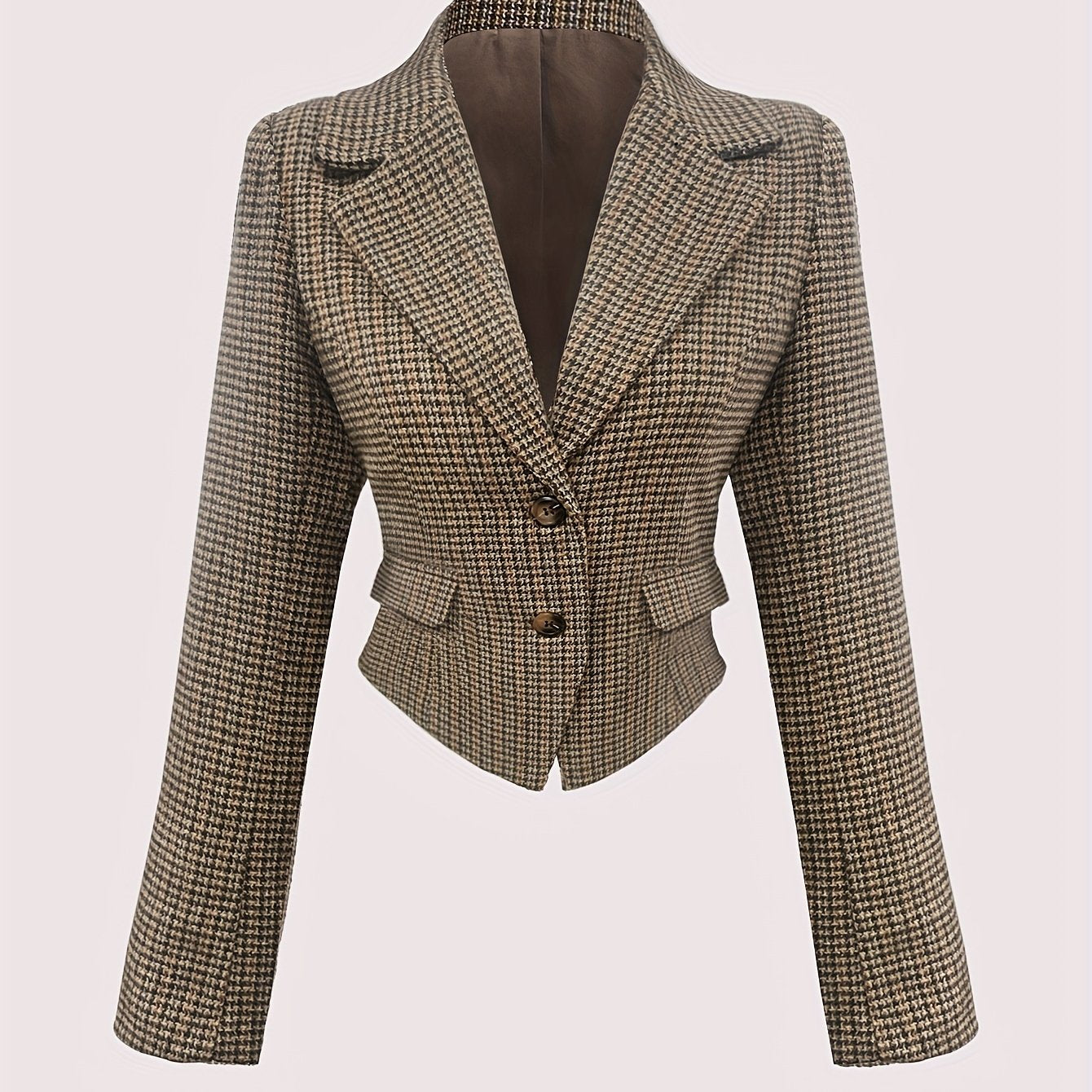 Blazer carrellé chic, cintré à la taille pour femmes