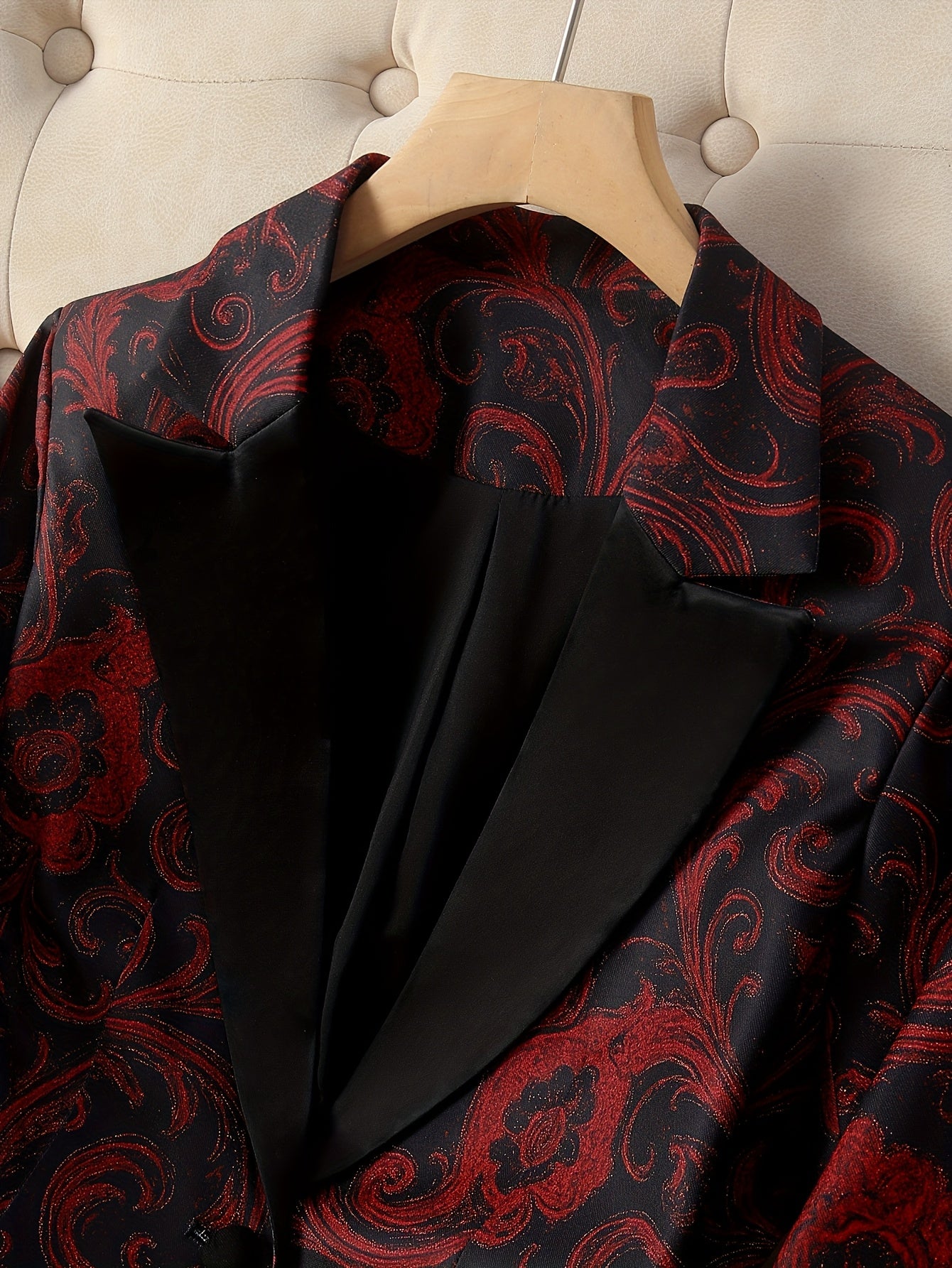 2pcs Casual Fashion Elegant Women's Suit Set, Paisley Print Satin Patchwork Blazer Top + Women's Elastic Waist Zipper Pocket Stretch Fit Trousers, Lined, with Real Pockets, All-Season Wear