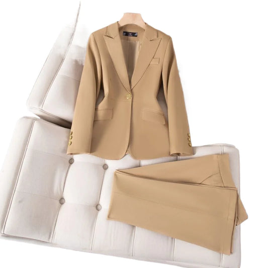 High-end suit set for women-elegant, goddess-like style; college students job interviews, professional attire, ma