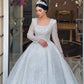 Robe De mariée exquise avec perles brodées, robe De bal De princesse, manches longues, col carré, à lacets, personnalisée