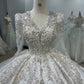 Personnaliser robe de mariée en Satin à manches longues col en v paillettes perles robe de mariée de luxe robes de novia amanda novias officiel