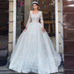 Robe De mariée exquise avec perles brodées, robe De bal De princesse, manches longues, col carré, à lacets, personnalisée