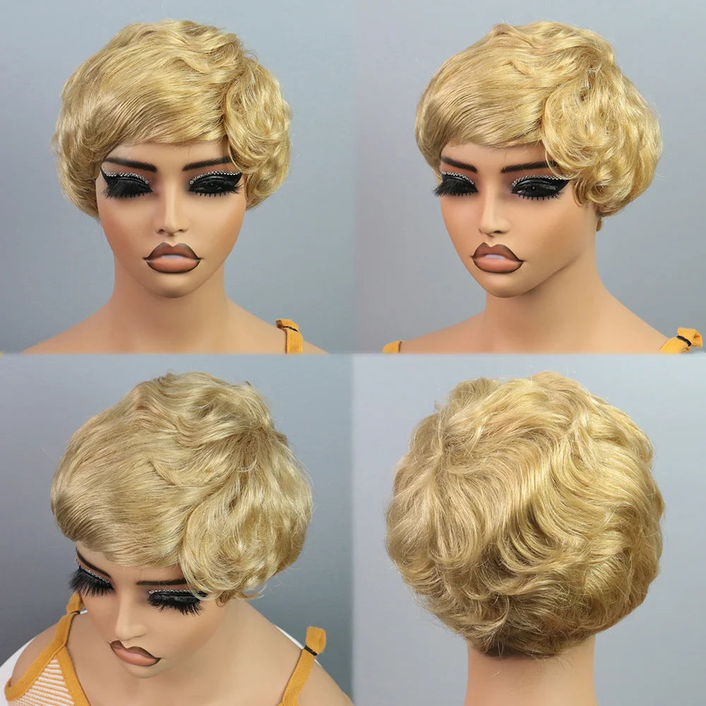 Perruques de cheveux humains courts pour femmes perruques sans colle perruque de cheveux humains courte Bob avec frange