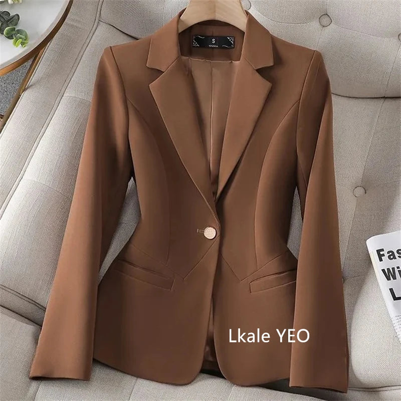 Women's Suit Jacket 2025 Spring Autumn High-grade Casual Female Blazer Coat Solid Temperament Korean Version Ladies Outerwear