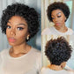 Perruque pixie bouclée avec lace transparente 13x1 de cheveux humains brésilien style water wave