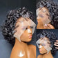 Perruque pixie bouclée avec lace transparente 13x1 de cheveux humains brésilien style water wave