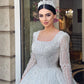 Robe De mariée exquise avec perles brodées, robe De bal De princesse, manches longues, col carré, à lacets, personnalisée