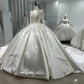 Personnaliser robe de mariée en Satin à manches longues col en v paillettes perles robe de mariée de luxe robes de novia amanda novias officiel