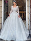 Robe De mariée exquise avec perles brodées, robe De bal De princesse, manches longues, col carré, à lacets, personnalisée