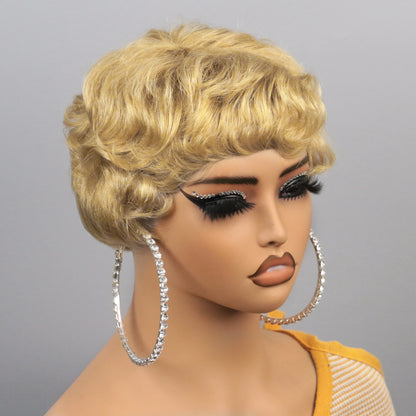 Perruques de cheveux humains courts pour femmes perruques sans colle perruque de cheveux humains courte Bob avec frange