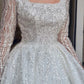Robe De mariée exquise avec perles brodées, robe De bal De princesse, manches longues, col carré, à lacets, personnalisée