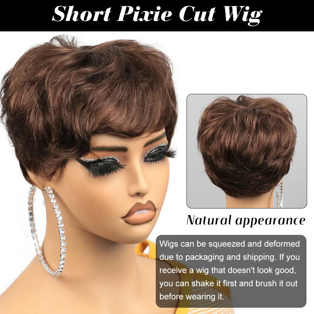 Perruques de cheveux humains courts pour femmes perruques sans colle perruque de cheveux humains courte Bob avec frange