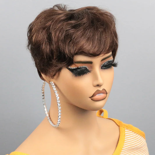 Perruques de cheveux humains courts pour femmes perruques sans colle perruque de cheveux humains courte Bob avec frange