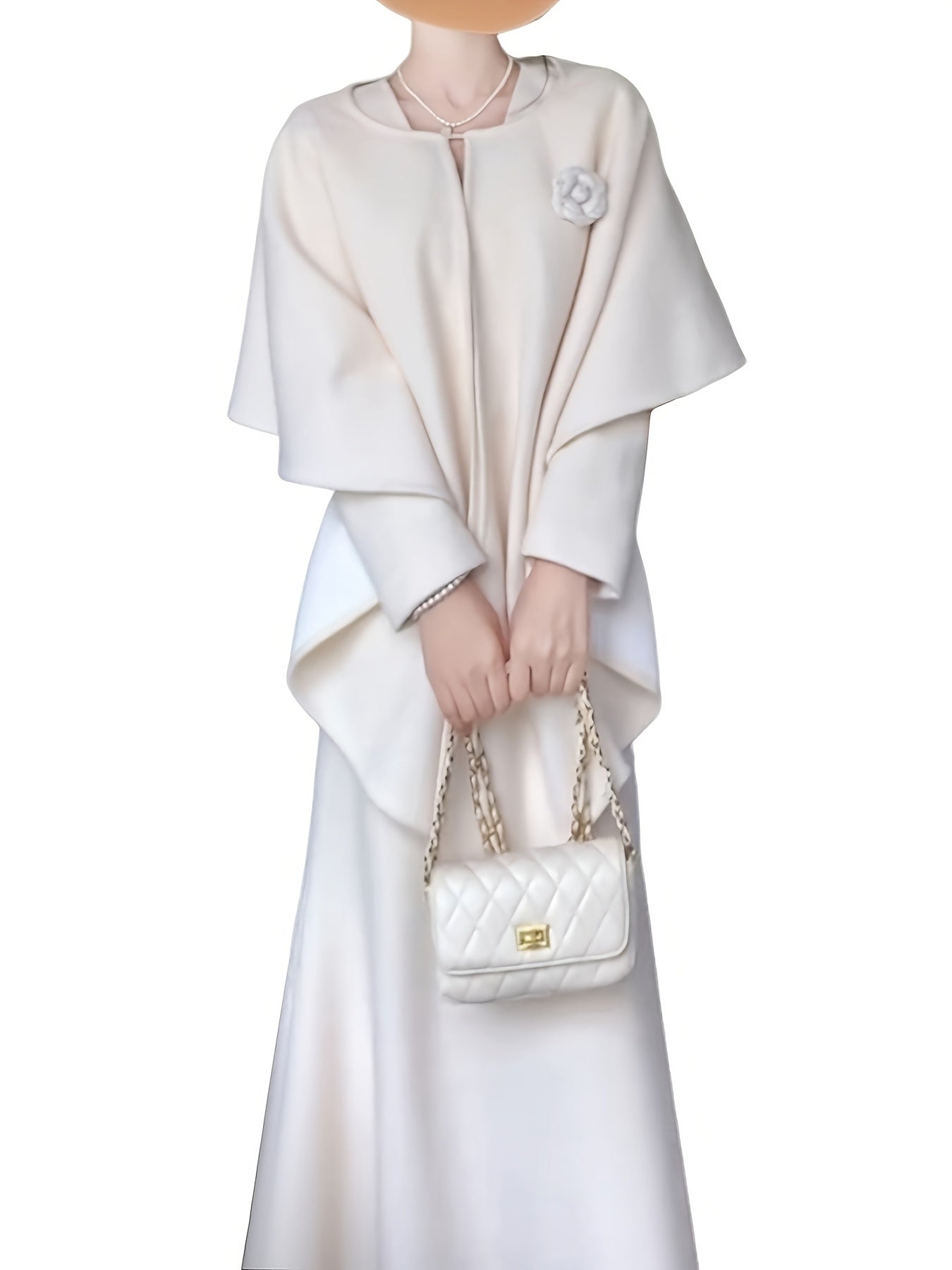 Ensemble deux pièces blanc Châle féminin design + jupe longue ajustée, ensemble élégant haut de gamme pour dîner taille cintrée