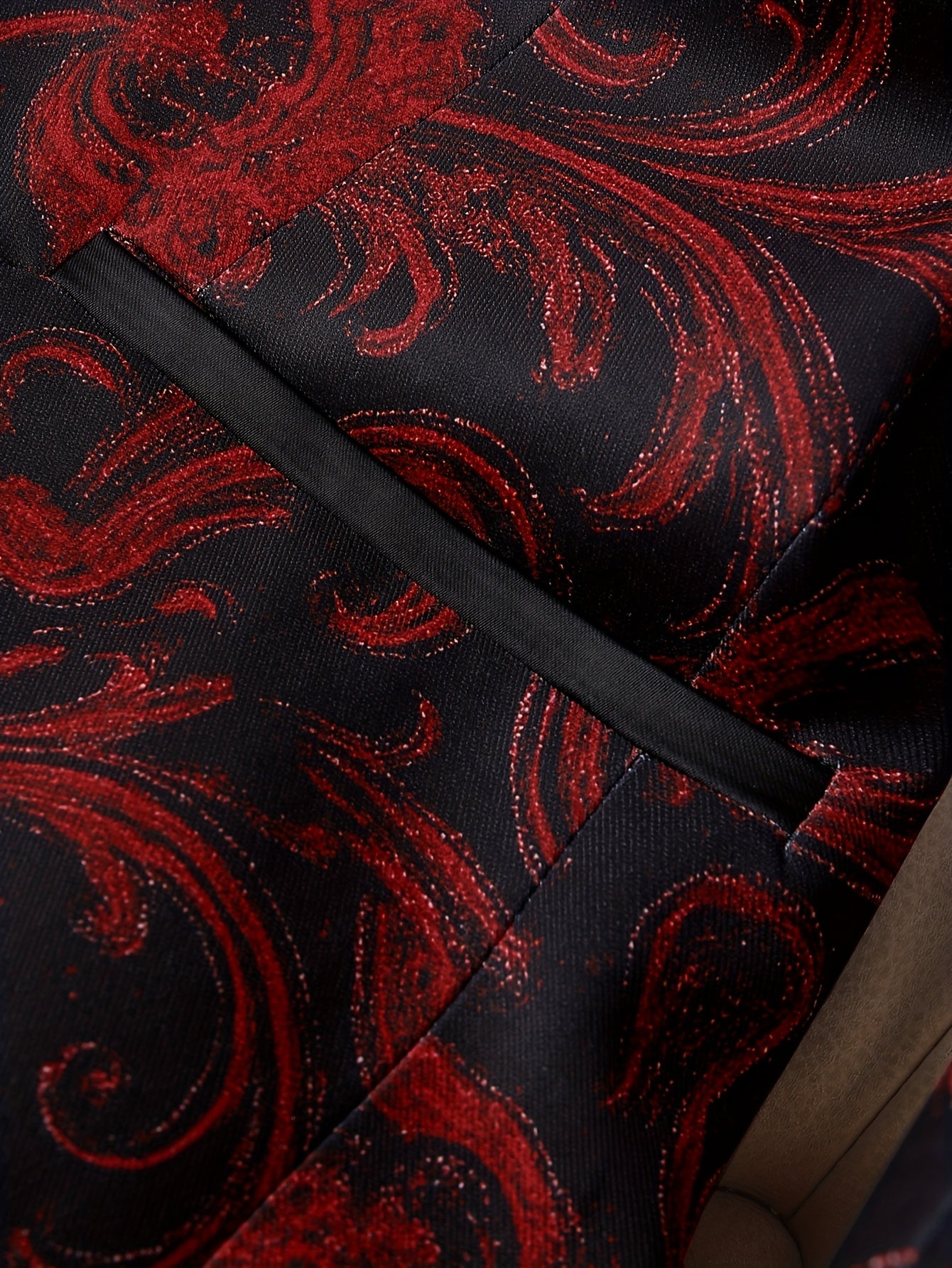 2pcs Casual Fashion Elegant Women's Suit Set, Paisley Print Satin Patchwork Blazer Top + Women's Elastic Waist Zipper Pocket Stretch Fit Trousers, Lined, with Real Pockets, All-Season Wear