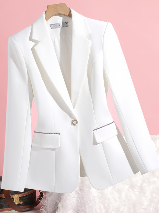 2025 Fashionable Women's Suit Jacket, Suitable for Spring, Summer and Autumn, Simple Classic Style, Solid Color Suit Jacket, Fashionable Slim Fit and, Lapel Suit Jacket