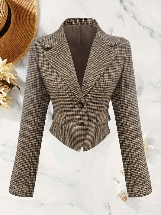 Blazer carrellé chic, cintré à la taille pour femmes